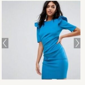ASOS Vibrant Blue Mini Dress with Ruffle Sleeves